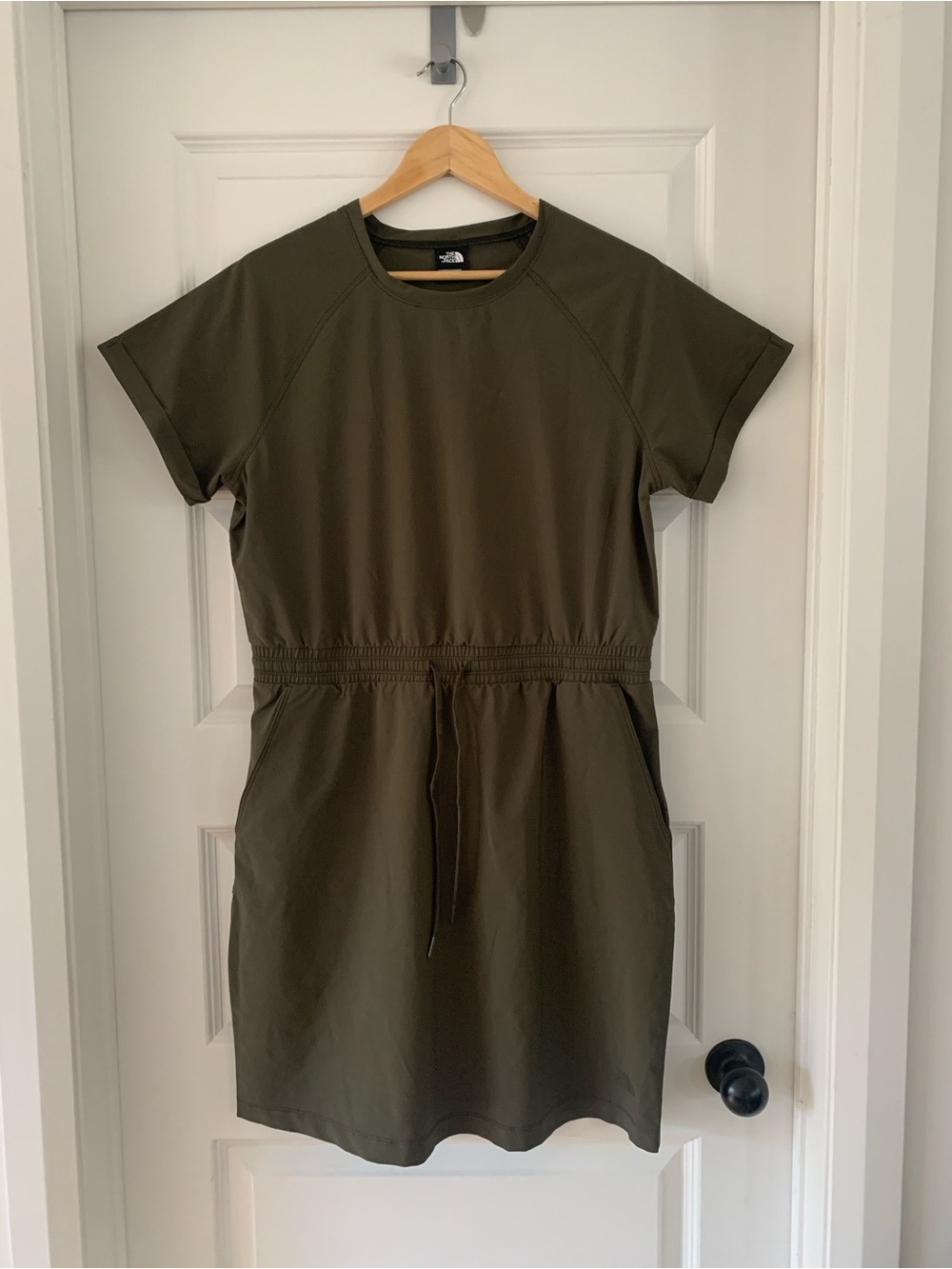 The North Face Olive Short-Sleeve Drawstring Mini Dress
